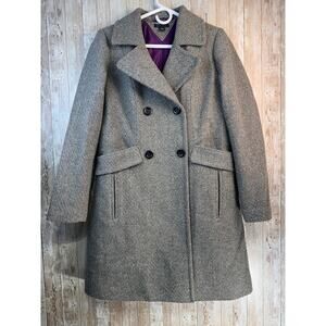 Tommy Hilfiger Tweed‎ Coat Womens M Gray Double Breasted Peacoat Fall Wool Blend